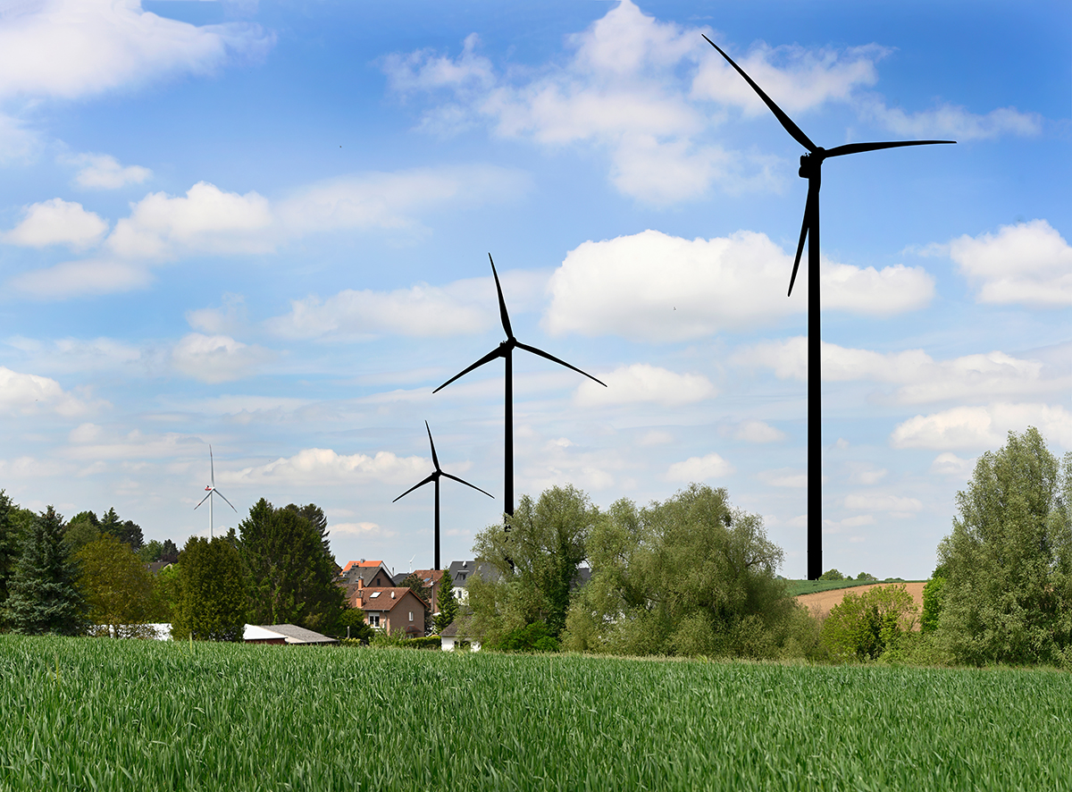 Visualisierung von möglichen Windrädern in Horbach